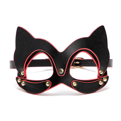 Smart Moves - Kattenmasker met Studs - Zwart/Rood-Erotiekvoordeel.nl