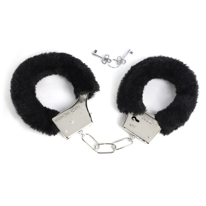 Smart Moves - Metalen Handboeien met Fake Fur - Zwart-Erotiekvoordeel.nl