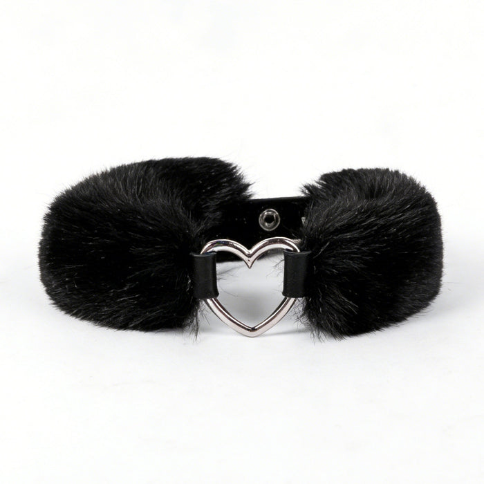 Smart Moves - Love Collar - Kunstbont - Hartvormige Ring - Zwart-Erotiekvoordeel.nl