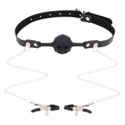 Smart Moves - Silicone Ballgag With Nipple Clamps Zwart-Erotiekvoordeel.nl