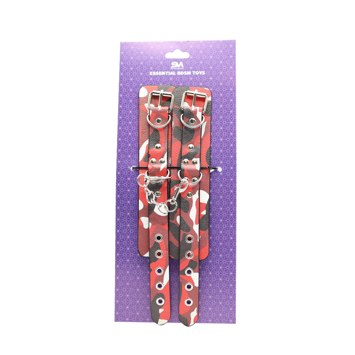 Smart Moves - Handboeien in Camouflage Print - PU Leer - Rood/Zwart/Wit-Erotiekvoordeel.nl