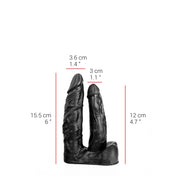 515 line - Dubbele Dildo - 15.5 & 12 cm - Zwart-Laced-up.nl