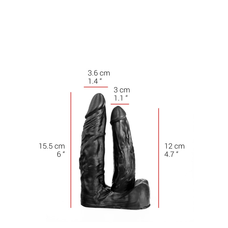 515 line - Dubbele Dildo - 15.5 & 12 cm - Zwart-Laced-up.nl
