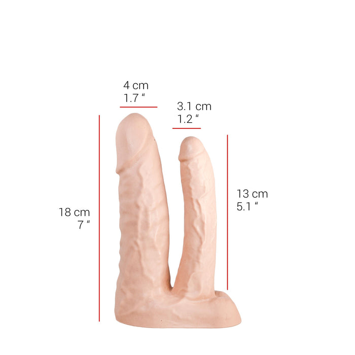 515 line - Dubbele Dildo - 18 & 13 cm - Lichte Huidskleur-Erotiekvoordeel.nl