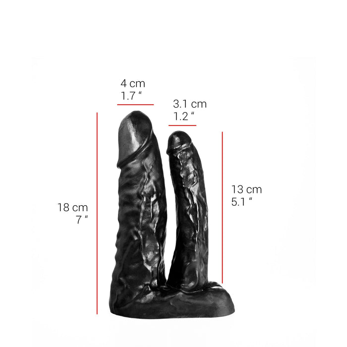 515 line - Dubbele Dildo - 18 & 13 cm - Zwart-Laced-up.nl