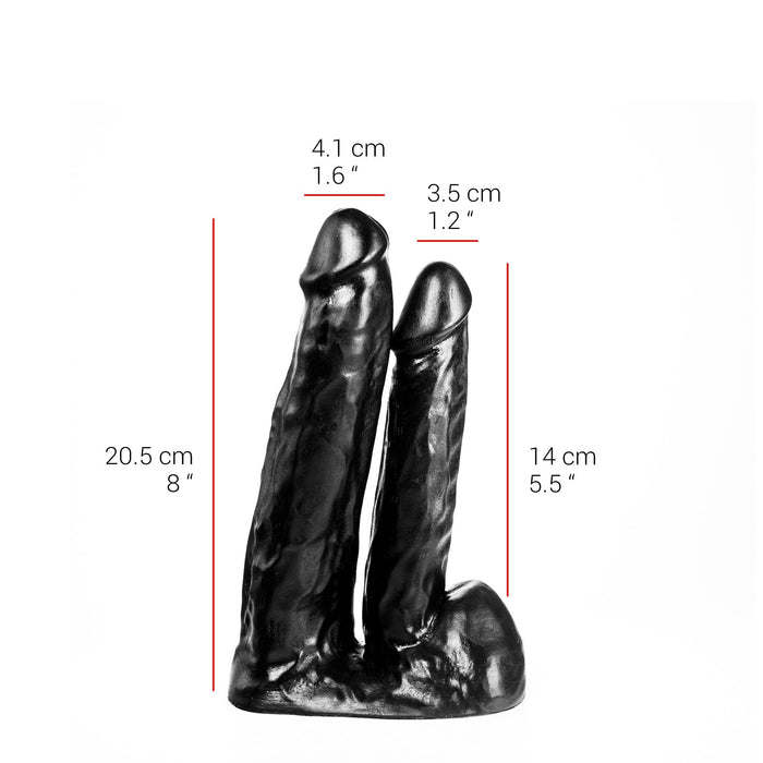 515 line - Dubbele Dildo - 20.5 en 14 cm - Zwart-Laced-up.nl