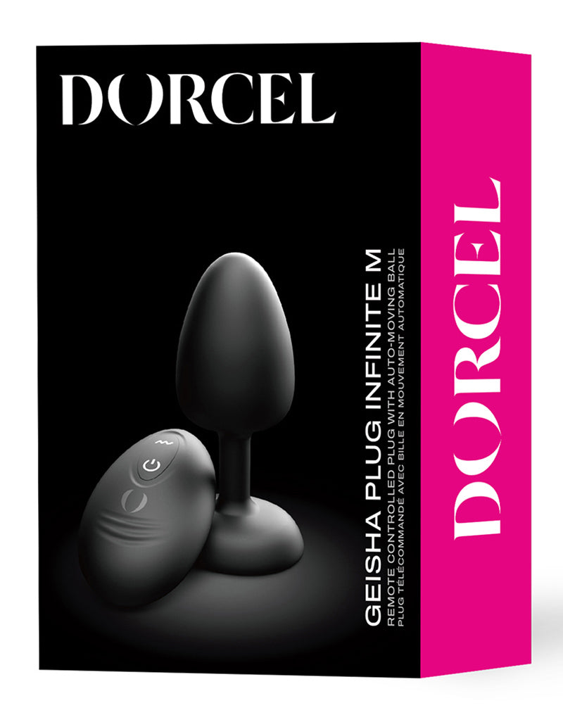 Dorcel - Vibrerende Geisha Infinite Buttplug met Bewegende Metalen Kogel - Zwart - Met Afstandsbediening-laced-up.nl