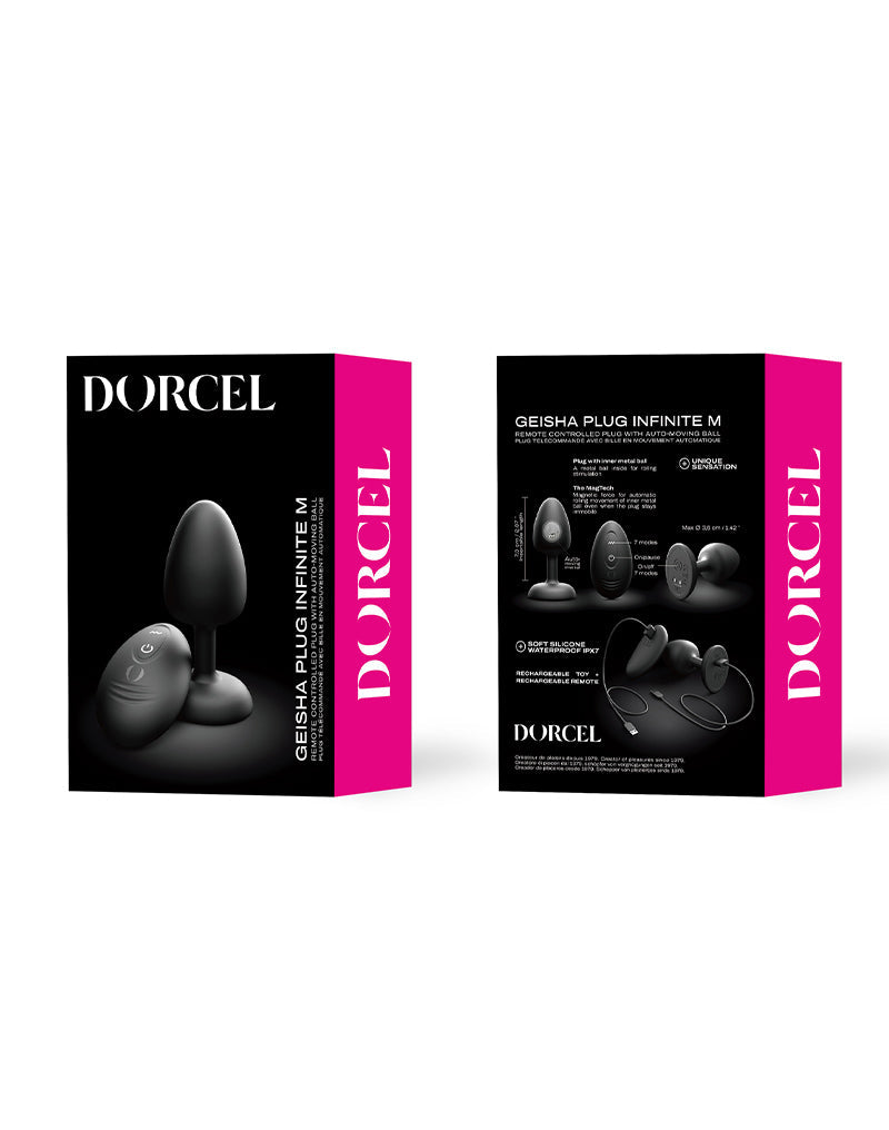 Dorcel - Vibrerende Geisha Infinite Buttplug met Bewegende Metalen Kogel - Zwart - Met Afstandsbediening-laced-up.nl