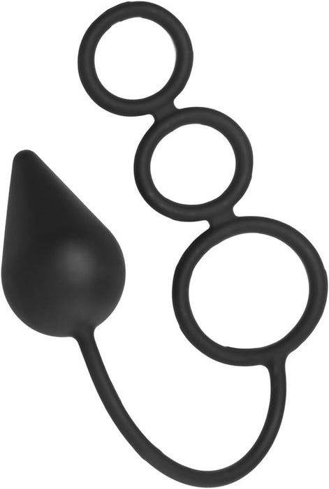 Master Series - Triple Threat - Driedubbele Cockring met Anaal Plug