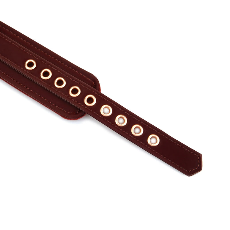 Liebe Seele - Metallic Shade Red - Vegan PU Lederen Collar - Rood/Rosé Goud-Erotiekvoordeel.nl