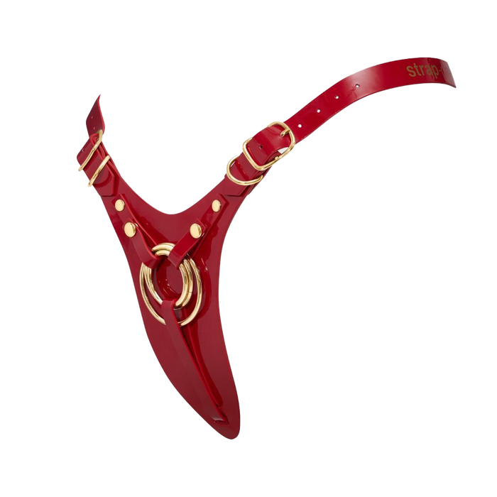 Strap-On-Me - Fabulous - Kunstleren Strapon Harnas - Passend van XS t/m XXL - Rood Lak-Erotiekvoordeel.nl