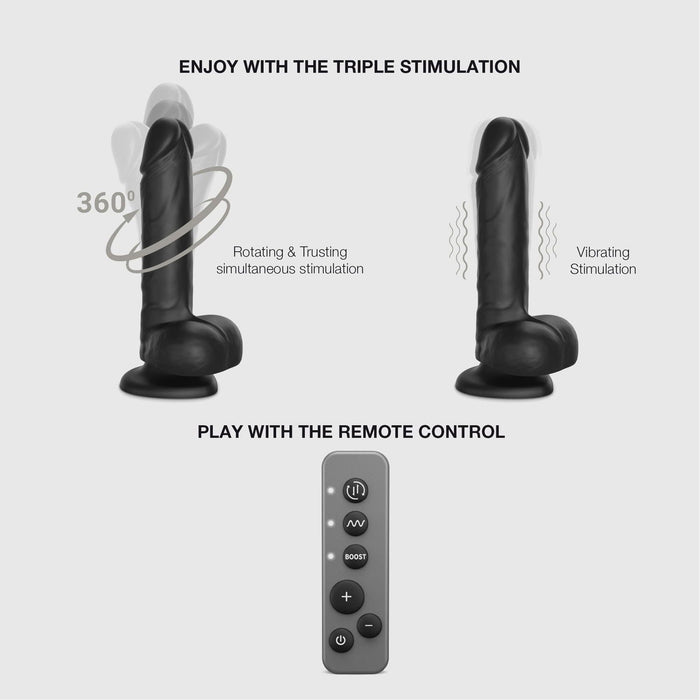 Strap-On-Me - Roterende & Vibrerende Realistische Dildo - Zwart-Erotiekvoordeel.nl