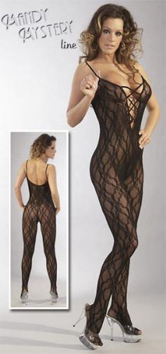 Mandy Mystery Erotic Catsuit with Deep Decolleté - Size S/M - Black