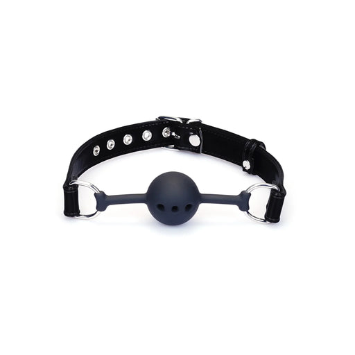 Liebe Seele - Metallic Shade - Ball Gag - Vegan PU Leer/Siliconen - Zwart-Erotiekvoordeel.nl