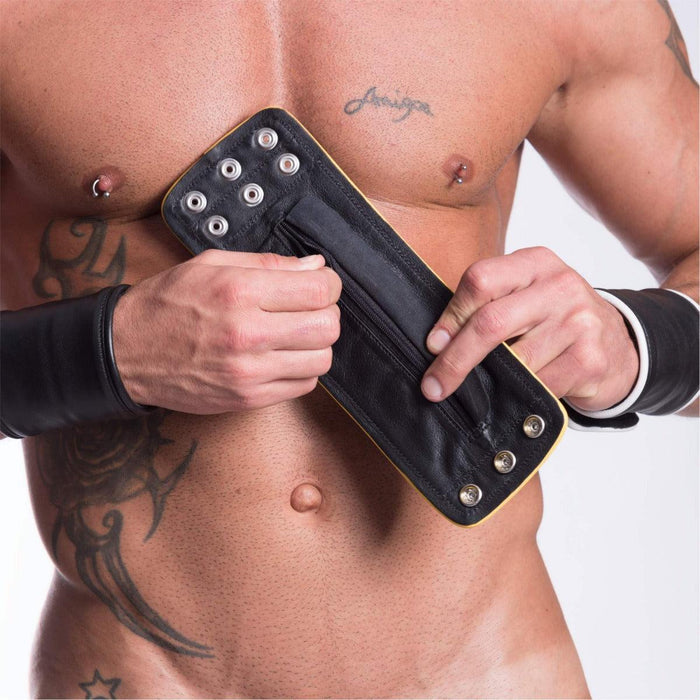 665 Leather - Leren Pols Portemonnee - Zwart Wit - Wrist Wallet Zip Black White-Laced-up.nl