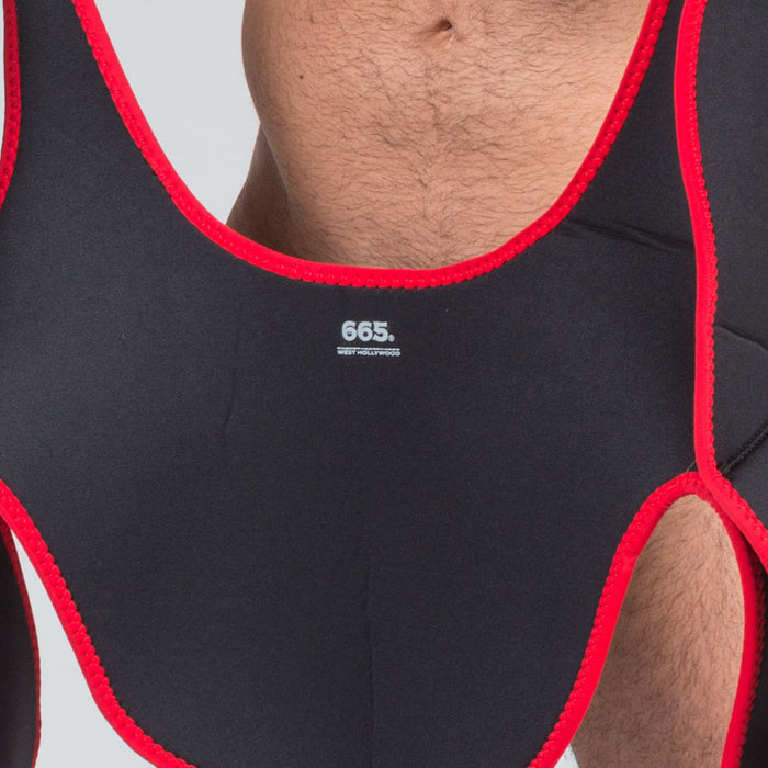 665 Leather - Neoprene Sling Band - Rood/Zwart-Laced-up.nl