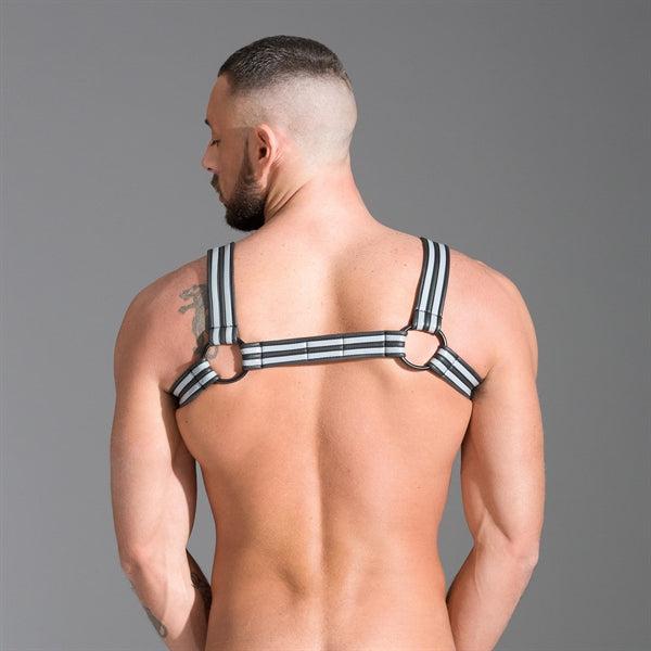 665 Neopreen - Riemenbody - Neoprene Bulldog Harness - Grijs-Laced-up.nl