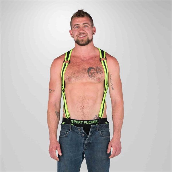 665 Neoprene - Riemenbody - Bretels - Zwart Groen - Verkrijgbaar in 2 maten - Heckler Harness Black / Green-Laced-up.nl