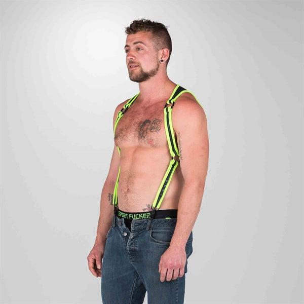 665 Neoprene - Riemenbody - Bretels - Zwart Groen - Verkrijgbaar in 2 maten - Heckler Harness Black / Green-Laced-up.nl