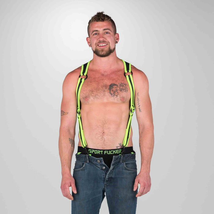 665 Neoprene - Riemenbody - Bretels - Zwart Groen - Verkrijgbaar in 2 maten - Heckler Harness Black / Green-Laced-up.nl