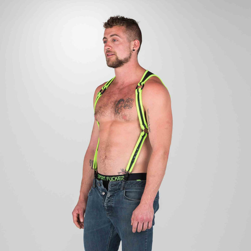 665 Neopren - Riemenbody - Hosenträger - Schwarz/Grün - Erhältlich in 2 Größen - Heckler Harness Black / Green - Laced-up.nl