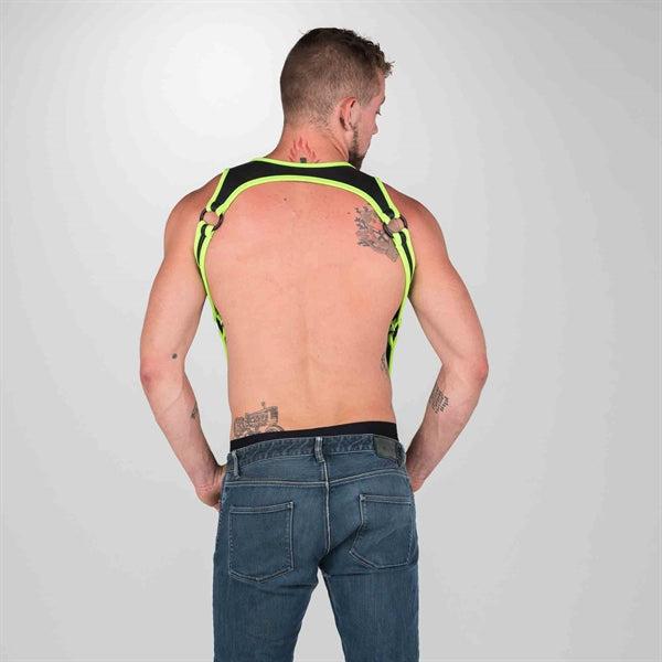 665 Neopren - Riemenbody - Hosenträger - Schwarz/Grün - Erhältlich in 2 Größen - Heckler Harness Black / Green-Laced-up.nl