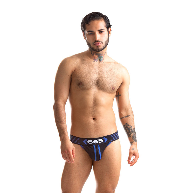 665 - Rally Jockstrap - Zwart/Blauw-Erotiekvoordeel.nl
