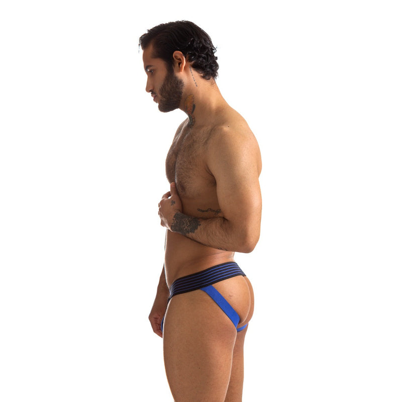 665 - Rally Jockstrap - Zwart/Blauw-Erotiekvoordeel.nl