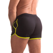 665 - Rally Shorts - Available in 5 sizes - Black/Yellow-Laced-up.nl