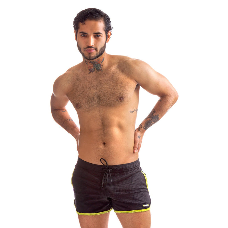 665 - Rally Shorts - Available in 5 sizes - Black/Yellow-Laced-up.nl