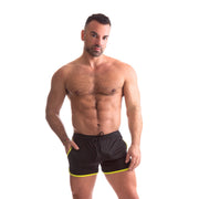 665 - Rally Shorts - Available in 5 sizes - Black/Yellow-Laced-up.nl