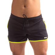 665 - Rally Shorts - Available in 5 sizes - Black/Yellow-Laced-up.nl