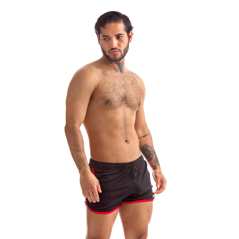 665 - Rally Shorts - XL - Zwart/Rood-Erotiekvoordeel.nl