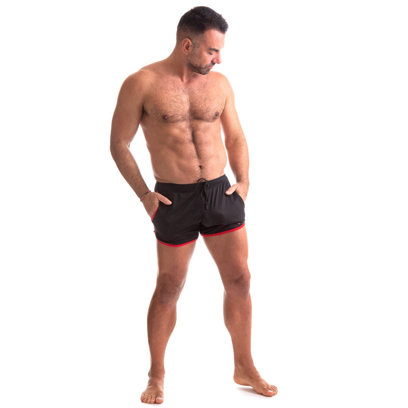 665 - Rally Shorts - XL - Zwart/Rood-Erotiekvoordeel.nl