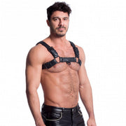 665 Vegan - Bulldog Harnas - PU Leer - Zwart-laced-up.nl