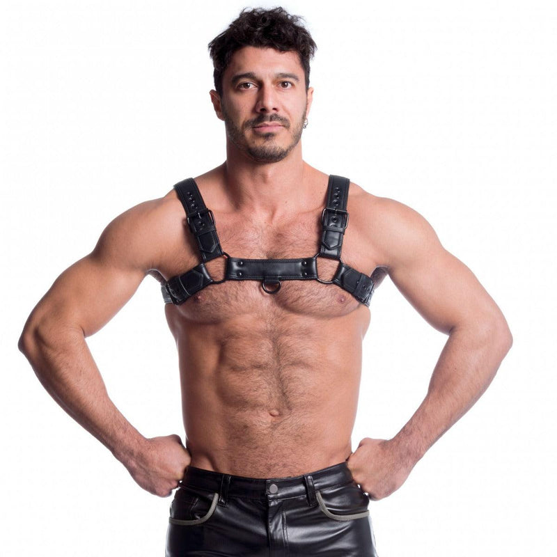 665 Vegan - Bulldog Harnas - PU Leer - Zwart-laced-up.nl