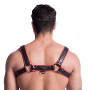 665 Vegan - Bulldog Harnas - PU Leer - Zwart/Rood-laced-up.nl