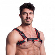 665 Vegan - Bulldog Harnas - PU Leer - Zwart/Rood-laced-up.nl