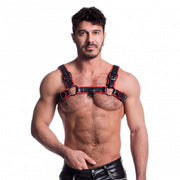 665 Vegan - Bulldog Harnas - PU Leer - Zwart/Rood-laced-up.nl