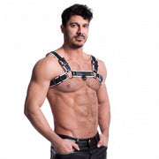 665 Vegan - Bulldog Harnas - PU Leer - Zwart/Wit-laced-up.nl