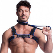 665 Vegan - Collar - PU Leer - Zwart/Blauw-laced-up.nl
