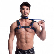 665 Vegan - Collar - PU Leer - Zwart/Blauw-laced-up.nl