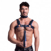 665 Vegan - Korte Leiband - PU Leer - Zwart/Blauw-laced-up.nl