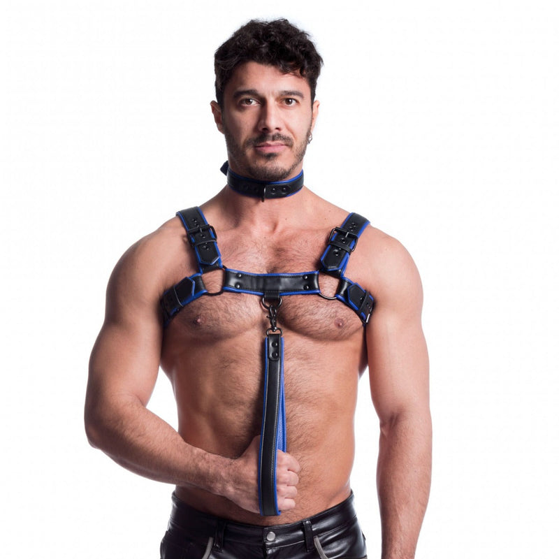 665 Vegan - Korte Leiband - PU Leer - Zwart/Blauw-laced-up.nl