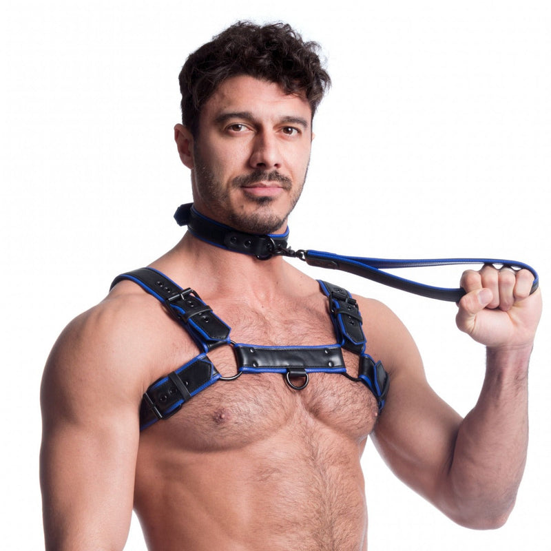 665 Vegan - Korte Leiband - PU Leer - Zwart/Blauw-laced-up.nl