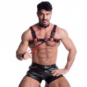 665 Vegan - Korte Leiband - PU Leer - Zwart/Rood-laced-up.nl