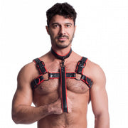 665 Vegan - Korte Leiband - PU Leer - Zwart/Rood-laced-up.nl