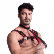 665 Vegan - Korte Leiband - PU Leer - Zwart/Rood-laced-up.nl