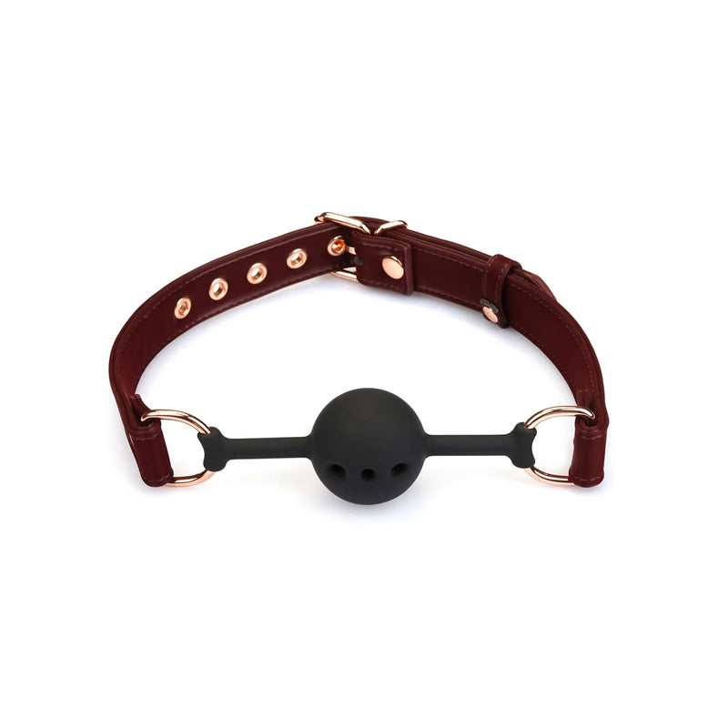 Liebe Seele - Metallic Shade Red - Vegan PU Lederen Gag - Rood/Rosé Goud-Erotiekvoordeel.nl