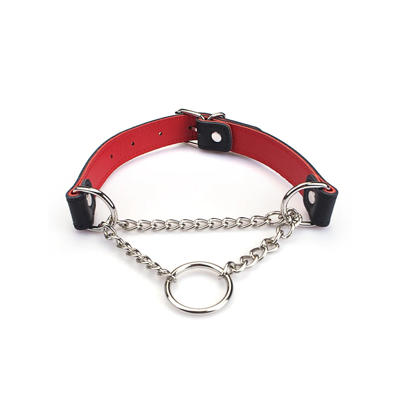Liebe Seele - Martingale Collar met Wurgketting - Zwart/Rood-Erotiekvoordeel.nl